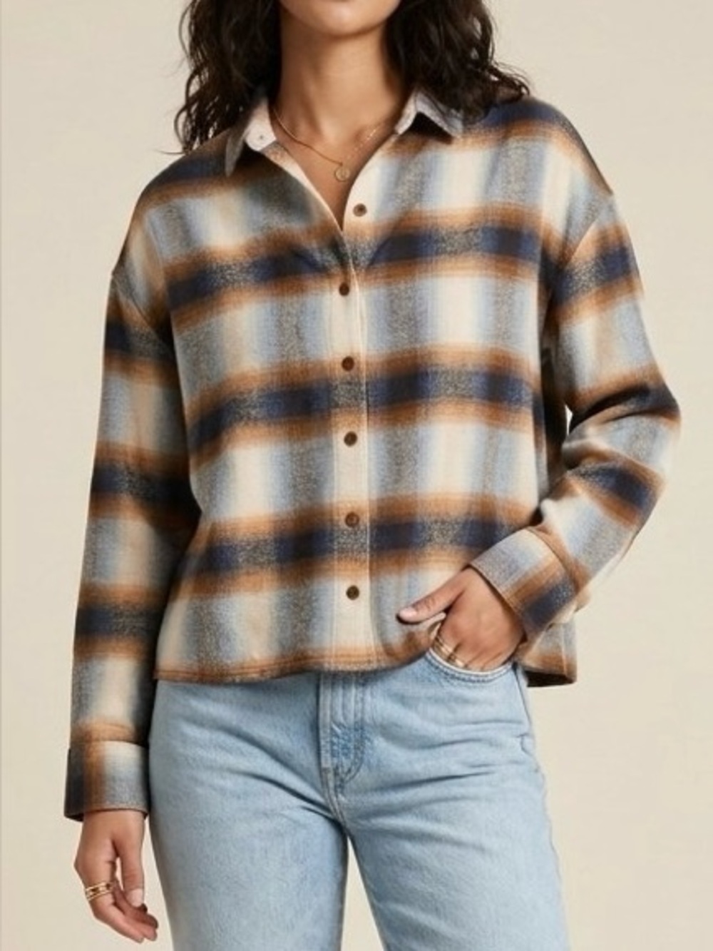 Madewell Flannel Westlake Shirt in Allen Plaid - ombré-style blue/rust/beige